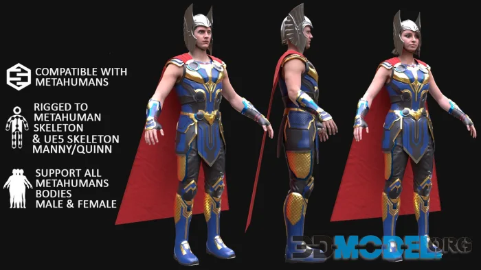 Fantasy Outfit - Male Female MH & UE5 Skeletons - Rigged