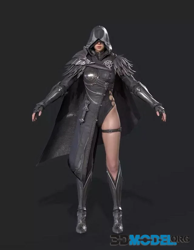 Female assassin Low-poly (PBR)