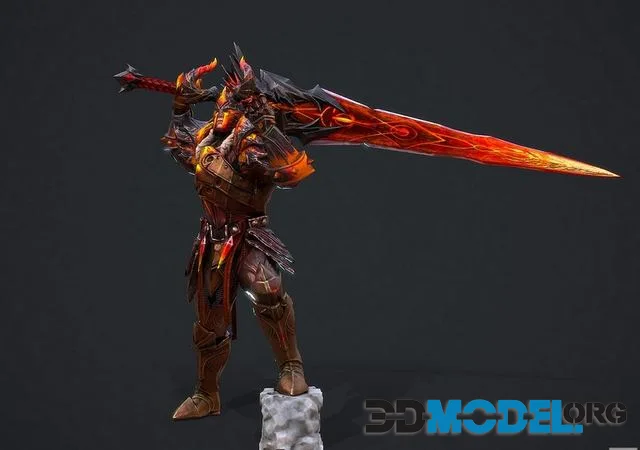 Flaming warrior Low-poly (PBR)