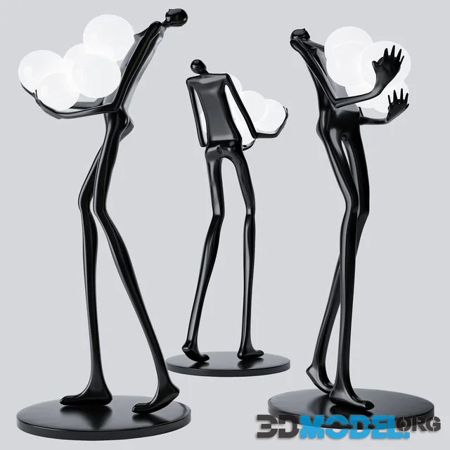 Floor Lamp Man Baloons Black