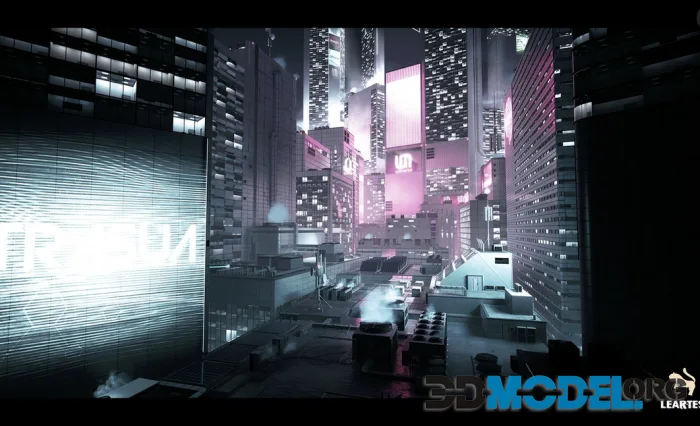 Futuristic Rooftop City Environment ( Futuristic Rooftop City Cyberpunk City )