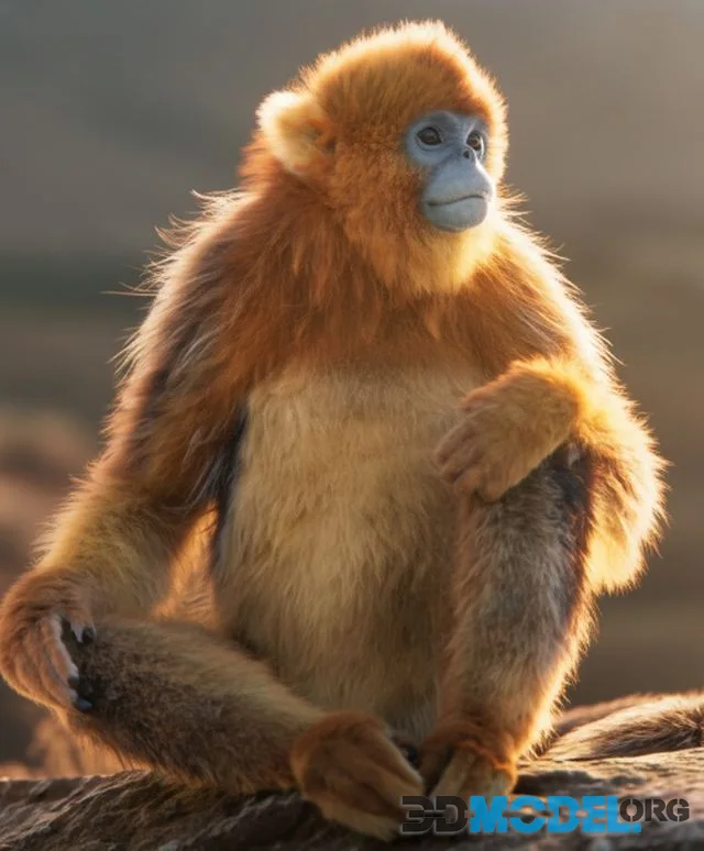 Golden Snub-nosed Monkey Animated (PBR)