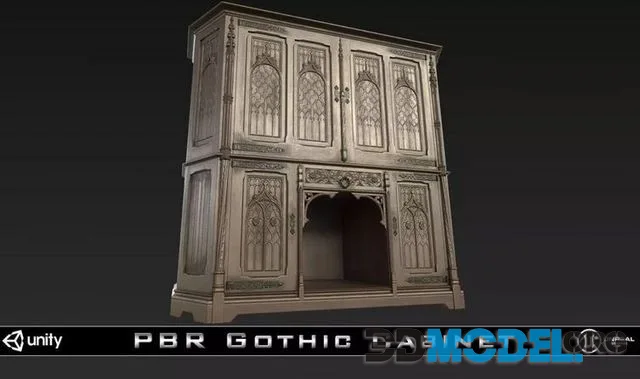 Gothic Cabinet Low-poly (PBR)