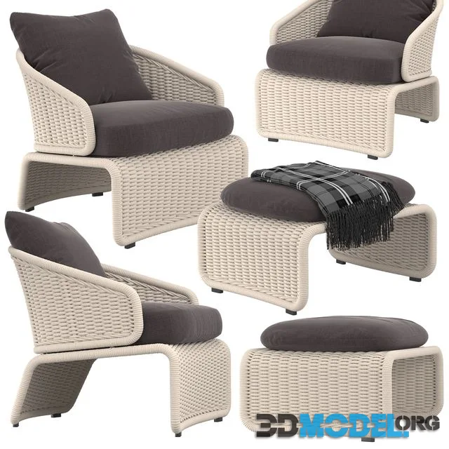 Halley Outdoor set (armchair and footstool)