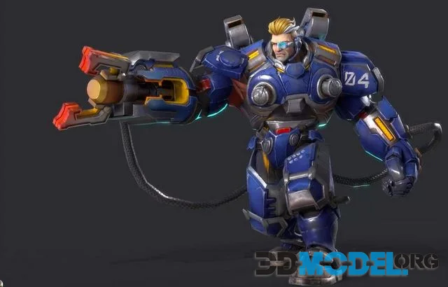 Heavily armored soldier Low-poly (PBR)