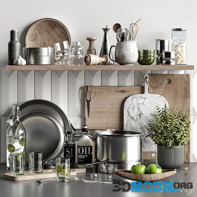 kitchen accessories 023 with green apples