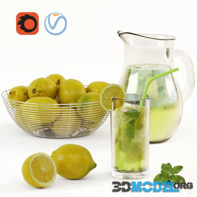 Lemonade and Bowl with Lemons