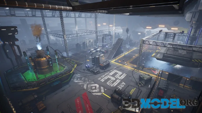 Modular Sci-fi Hangar Area Environment