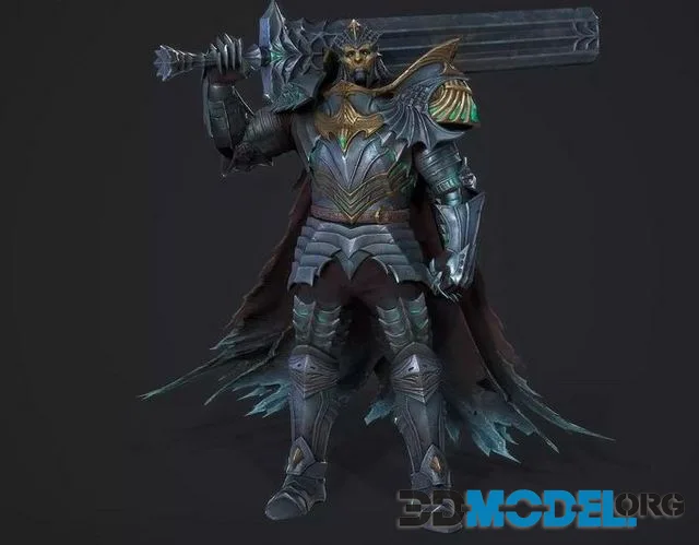 Necromancer sword warrior Low-poly (PBR)