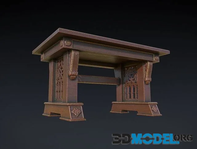Old Gothic Table Low-poly (PBR)
