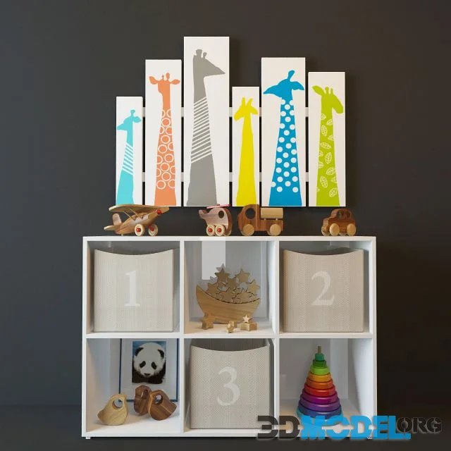 Play set of toys for children's rooms