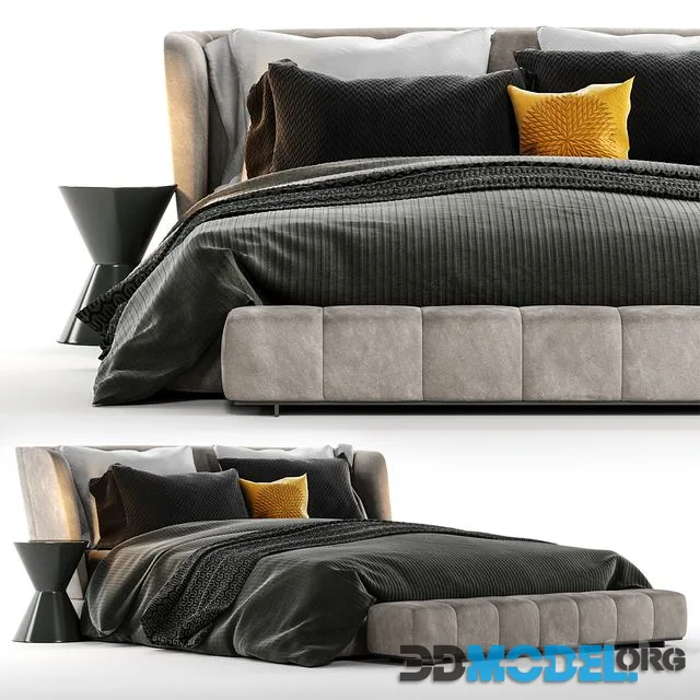 Reeves Bed with yellow pillow