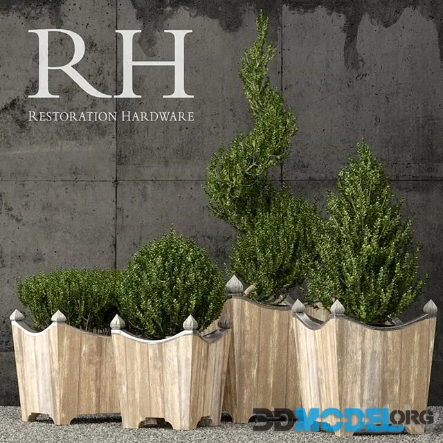 Restoration Hardware brugge salvaged wood & metal planter