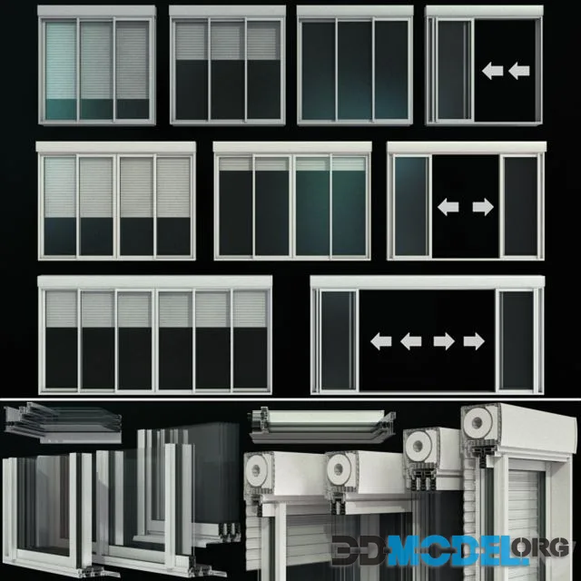 Sliding stained glass doors with roller shutters