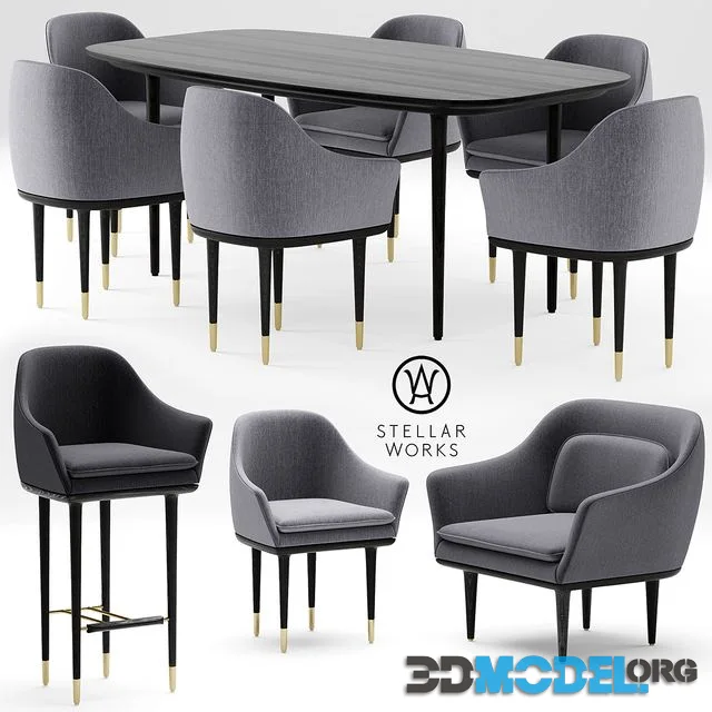 Table and chairs STELLAR WORKS LUNAR LOUNGE CHAIR LARGE