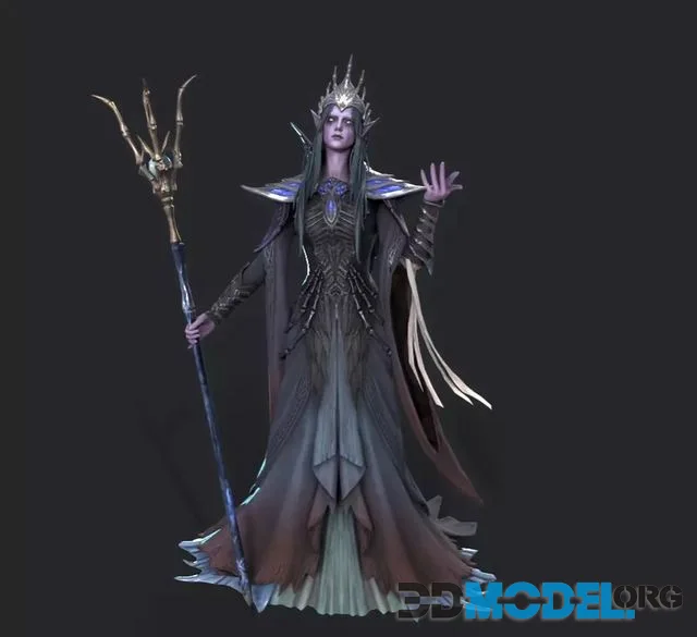 The female elven mage Low-poly