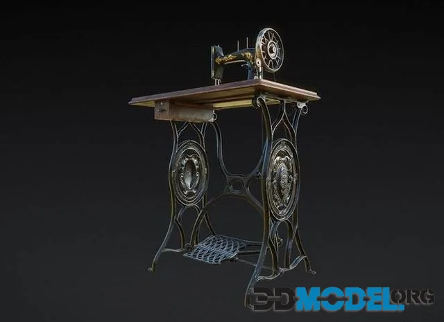 Vintage Sewing Machine Low-poly (PBR)