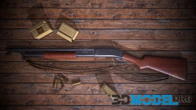 Winchester M12 Shotgun Low-poly (PBR)