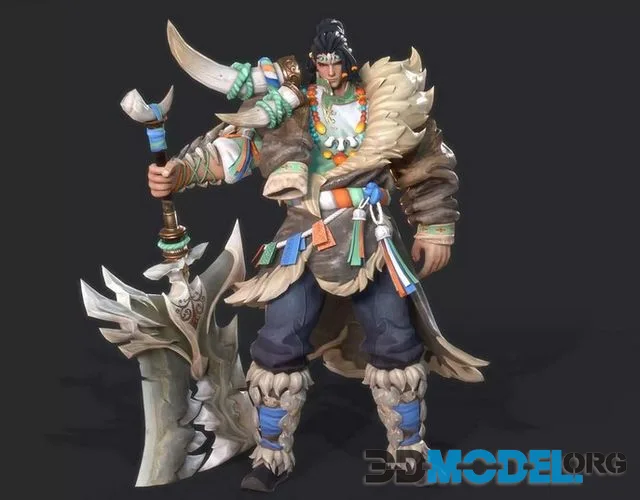 Winter savage warrior Low-poly (PBR)