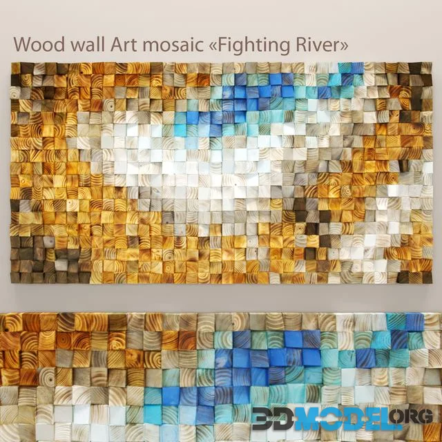 Wood wall Art mosaic Fighting River by Art Glamour Sligo