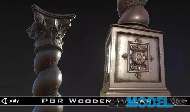 Wooden Pillar Low-poly (PBR)