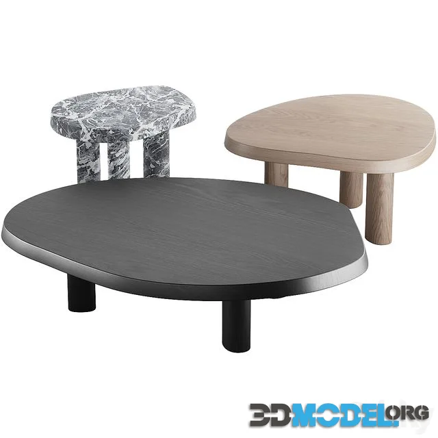 013 L Series Marble Wood Coffee Table