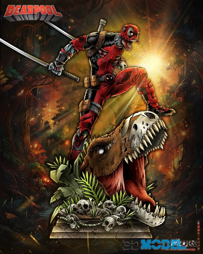 Wicked - Deadpool Zombie Sculpture – Printable