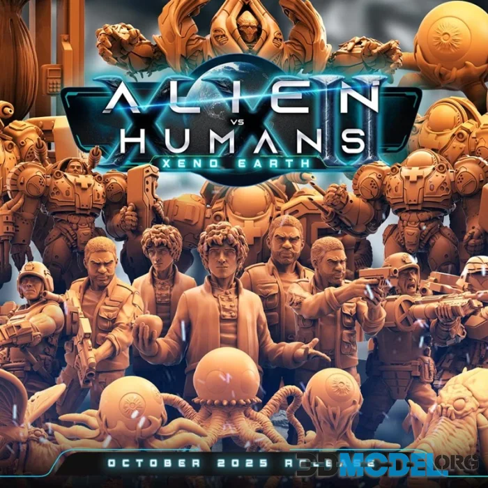 Papsikels Miniatures - Aliens vs Humans - Xeno Earth October 2025 – Printable