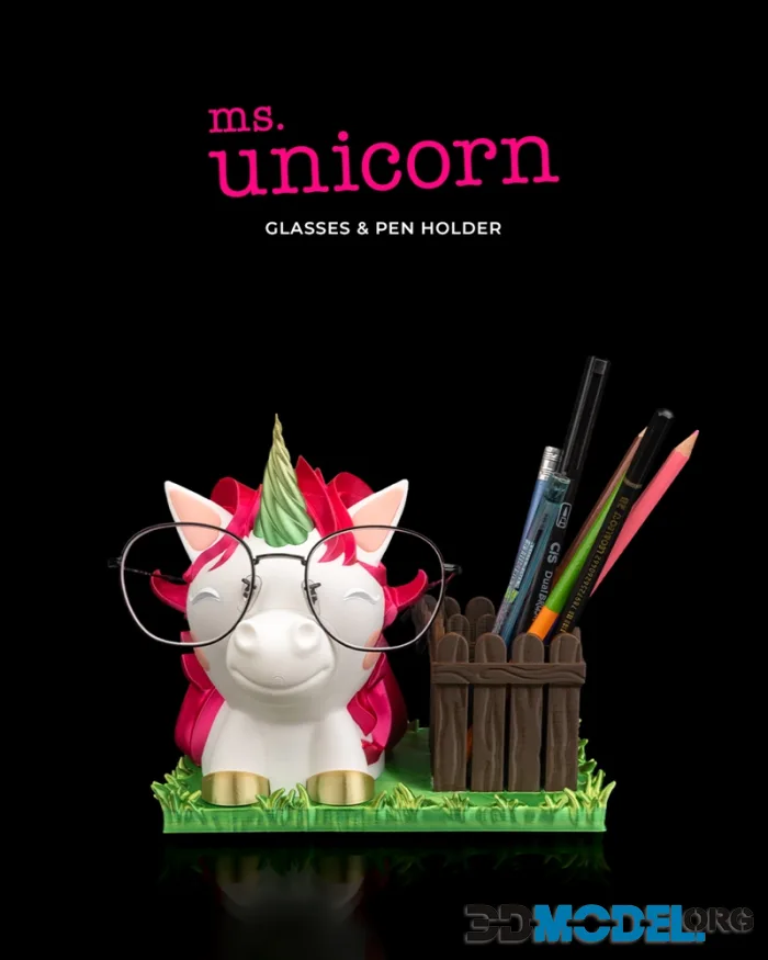 Ms. Unicorn glasses and pen holder – Printable