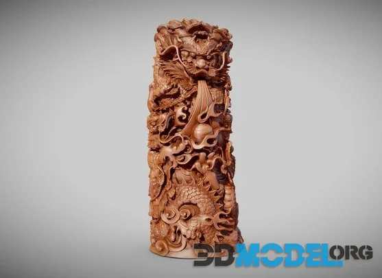 3D Scanning Of Pillar Shaped Woodcarving (PBR)