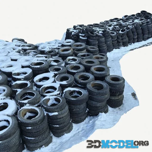 A pile of old car tires Scan Low-poly (PBR)