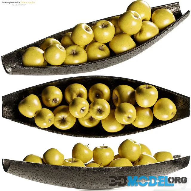 Allegra Centerpiece Bowl with Yellow Apples