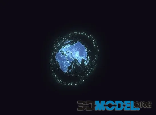 Animated Hologram Earth #6 3D Model 4K Textures (PBR)