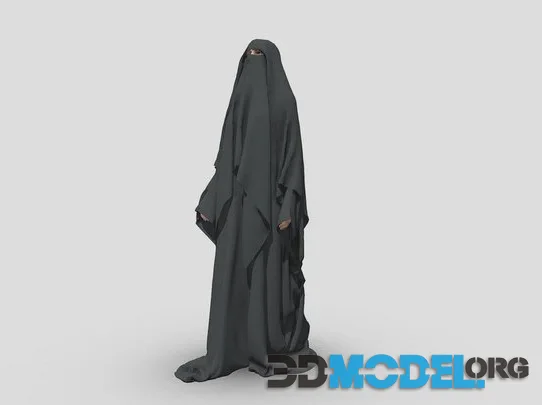 Arab Woman In Long Robe Dress   3D People (PBR)