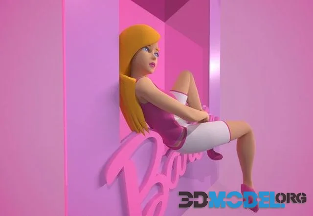 Barbie style Low poly girl (PBR)