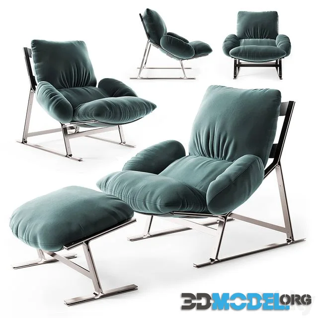 Belair armchair and pouf by Leonardo Dainelli