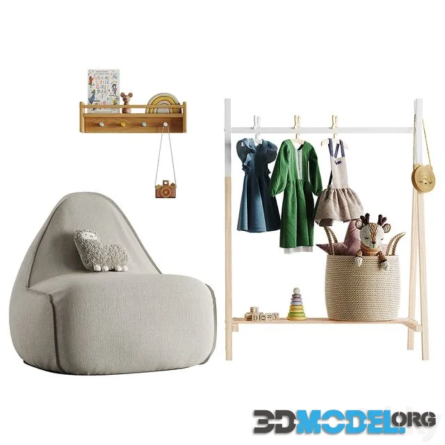 Children’s room. Toys and furniture set 01