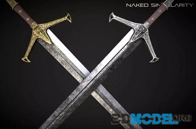 Claymore Medieval dark fantasy Greatsword Low-poly (PBR)