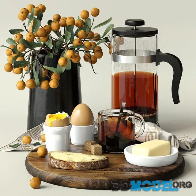 decorative set_06 (eggs, bread, butter, tea)
