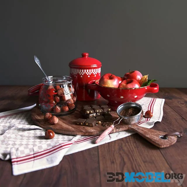 Decorative set with apples and chocolate