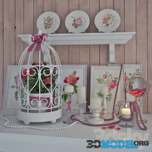 Decorative set with Camellia in the style of Provence