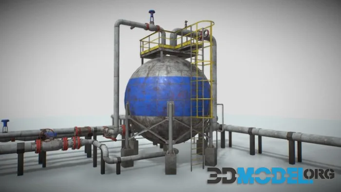 Industrial Spherical Tank PBR Game Ready (PBR)
