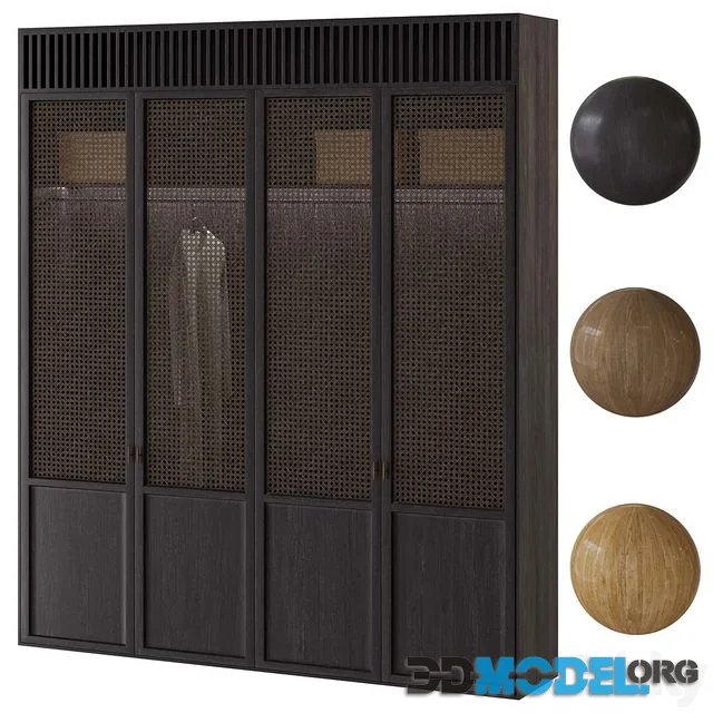 Japandi cabinet with rattan ventilation