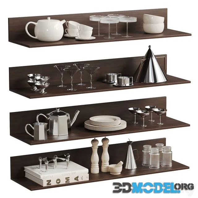 Kitchenware Decor Set On Shelves 2
