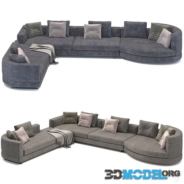 Minotti Alexander sofa with pillows and plaid