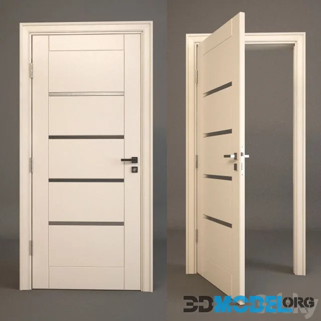 Modern Door 005 (Glossy white finish, stainless stripes)