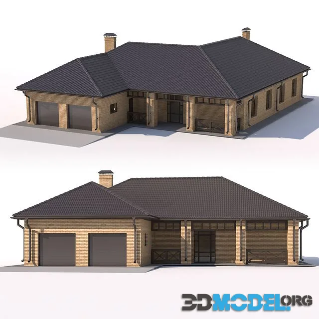 One-storey country cottage with a garage