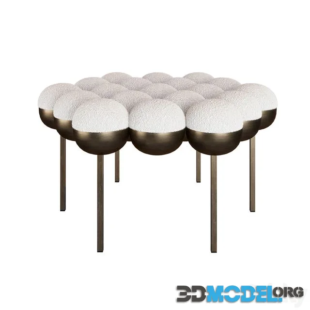 Saturn pouffe large ivory boucle