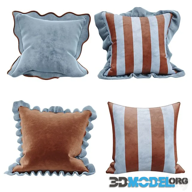 Set of velvet striped decorative pillows