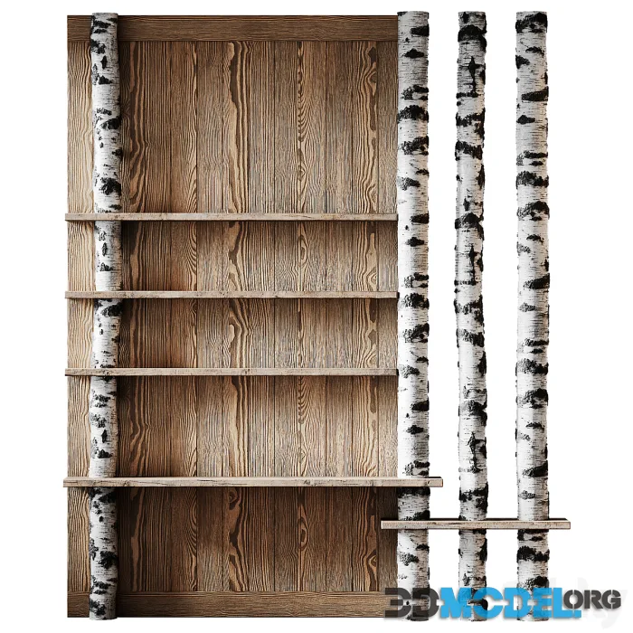 Shelves with partition made of birch